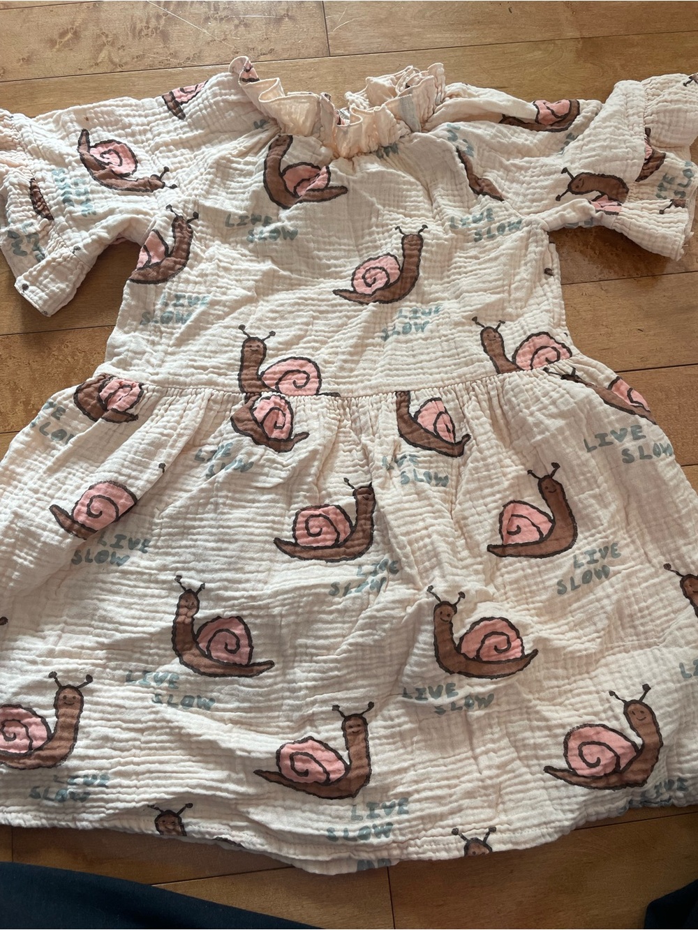 H&M Snail Muslin Peach Casual Dress Puff sleeve